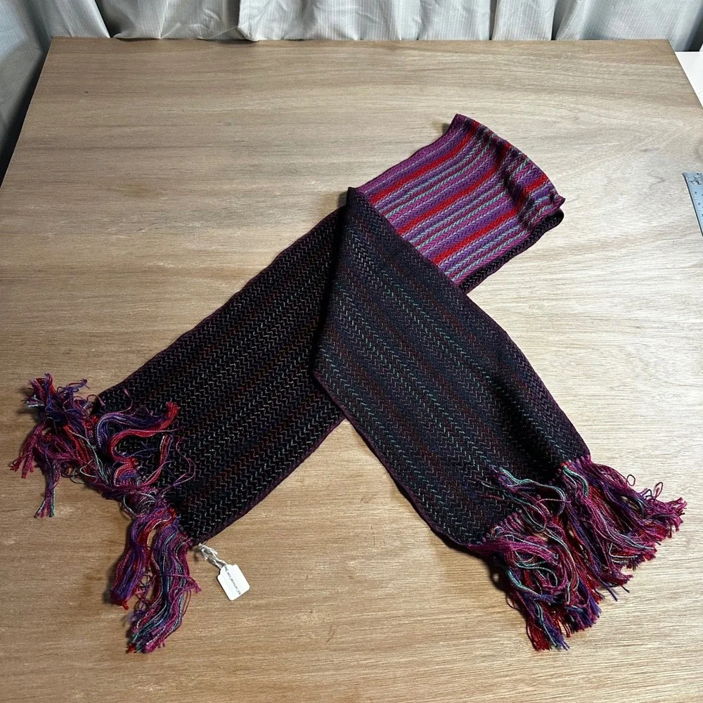 Kneeland Co. Woven Scarf Multicolor Striped Fringe Fashion Accessory
